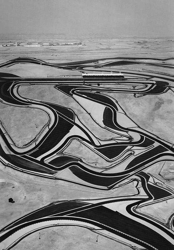 Aerial view of a racetrack