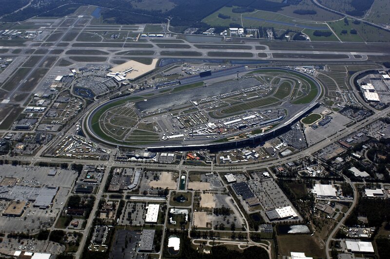 Aerial view of a racetrack