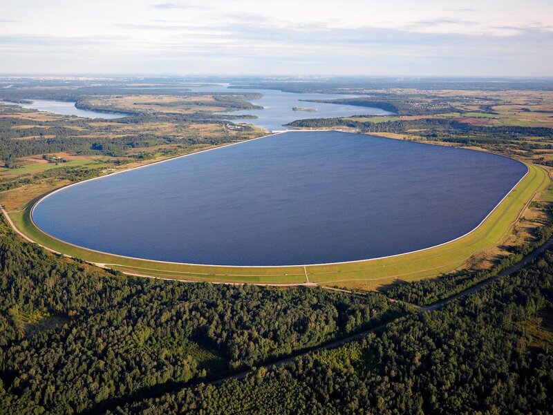 Aerial view of a reservoir