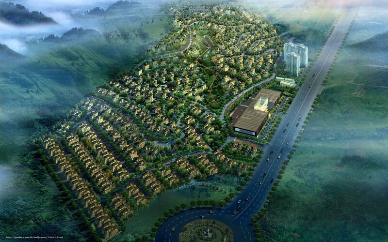 Aerial view of a residential development