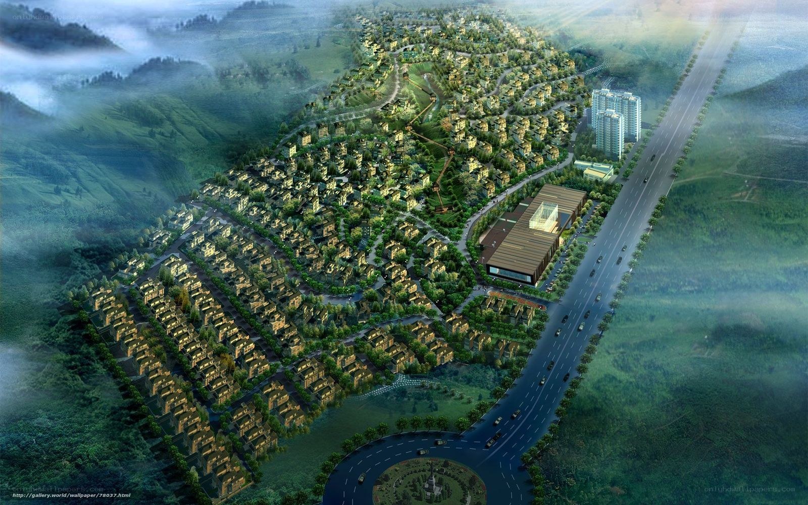 Aerial view of a residential development