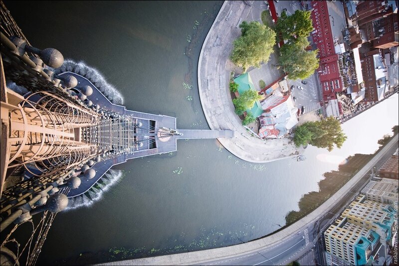 Aerial view of a river and bridge