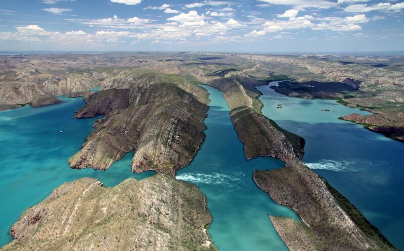 aerial view of a river canyon
