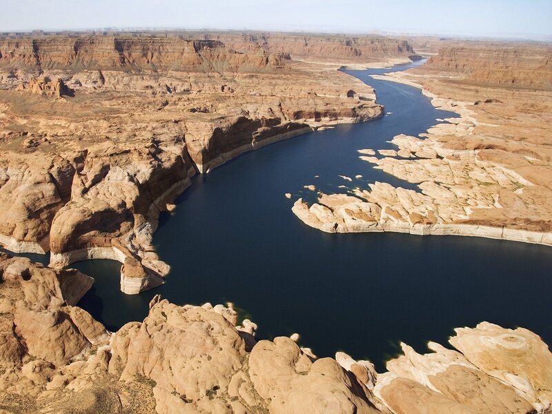 Aerial view of a river canyon