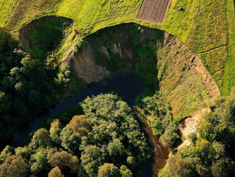 Aerial view of a river canyon