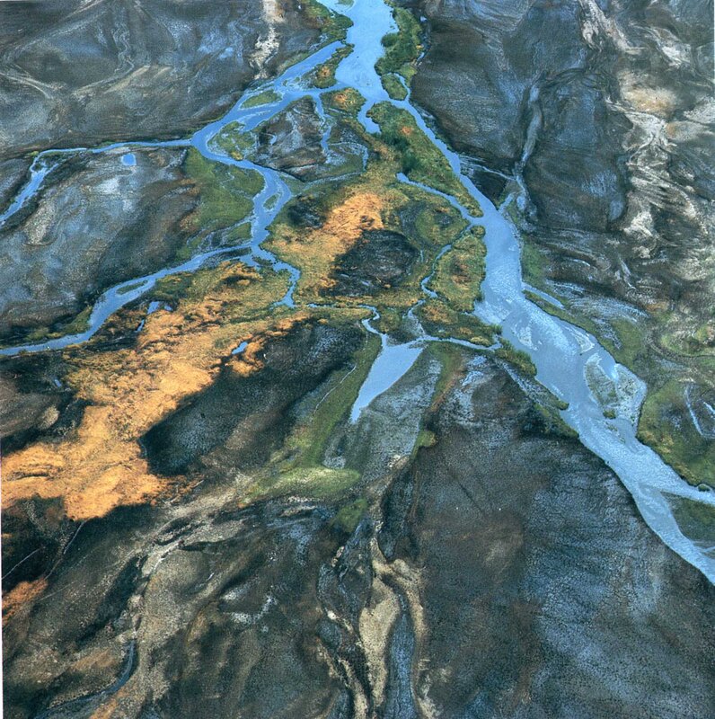 Aerial view of a river delta