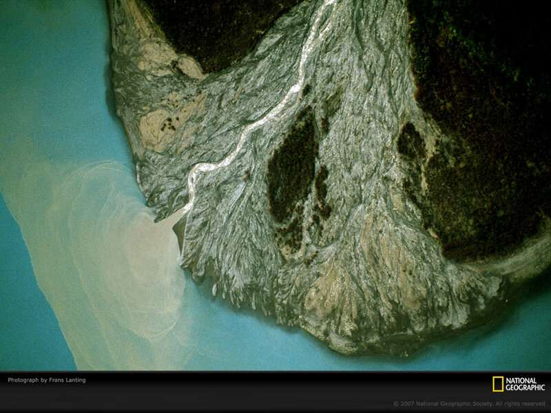 Aerial view of a river delta