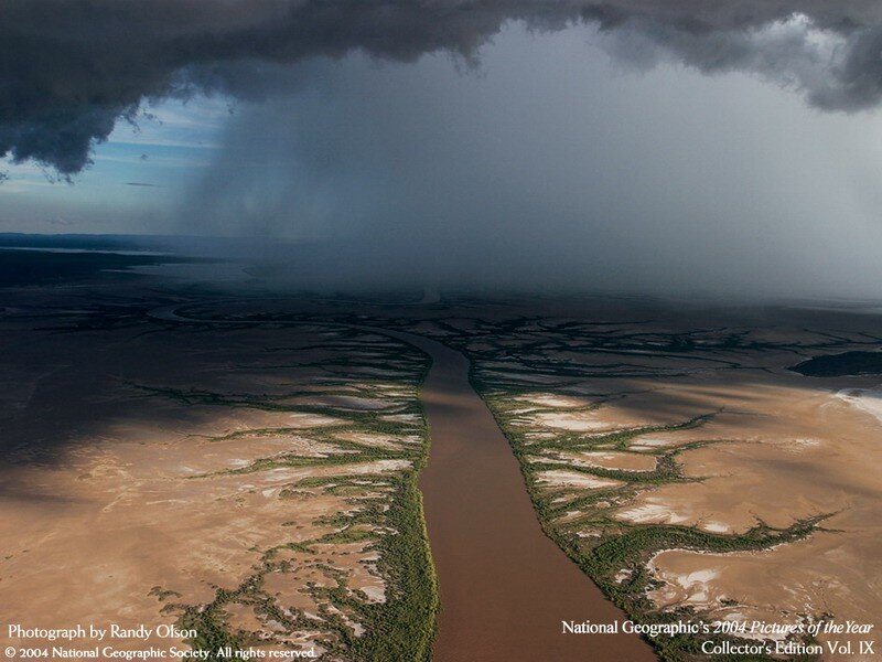 Aerial view of a river delta