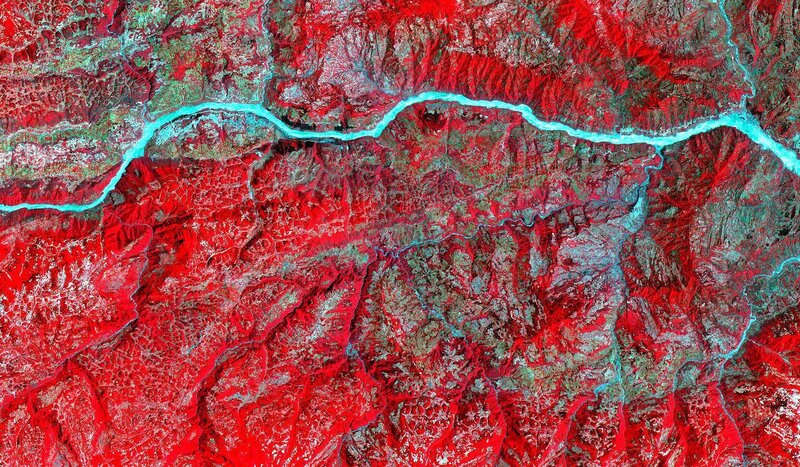 Aerial view of a river valley
