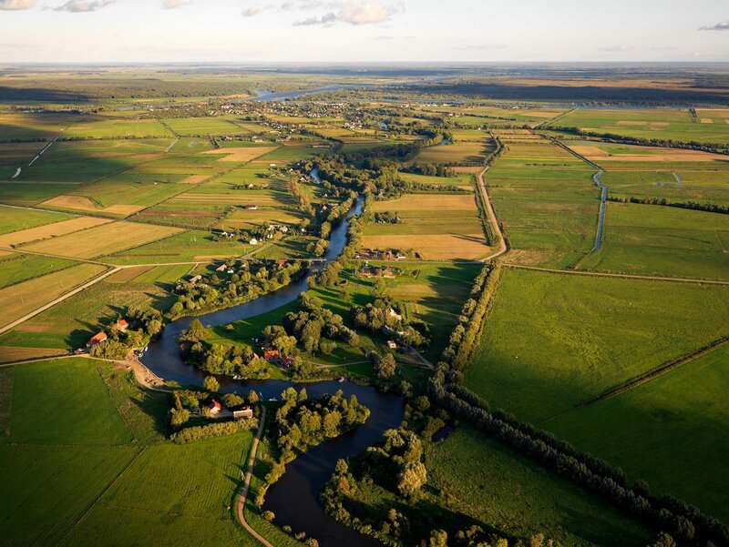 Aerial view of a river valley