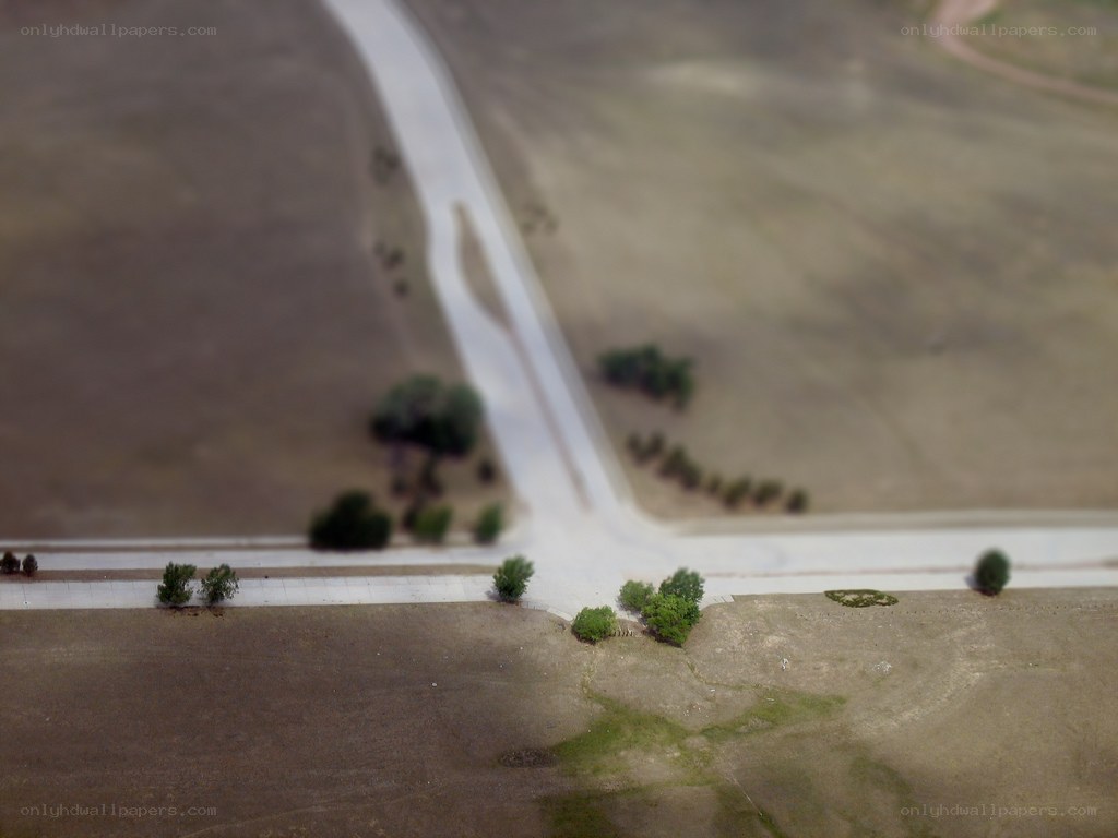 Aerial view of a road intersection