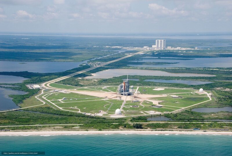 Aerial view of a rocket launch site