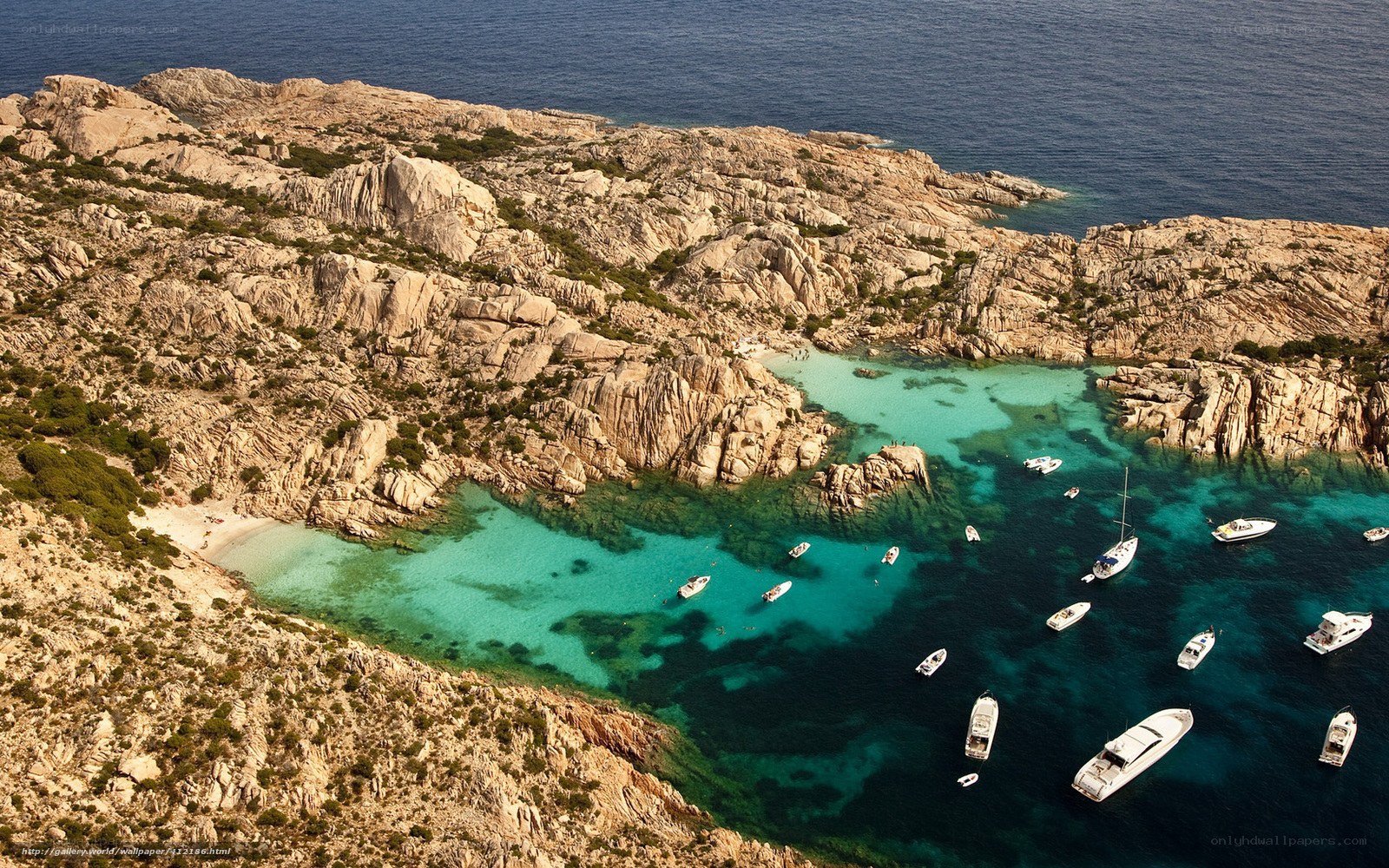 Aerial view of a rocky cove