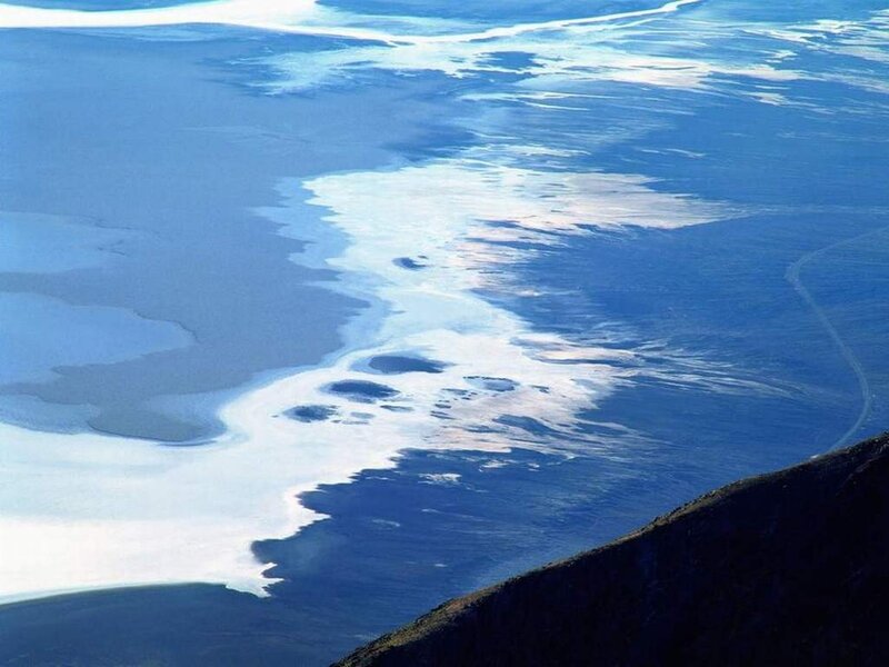 Aerial view of a salt lake