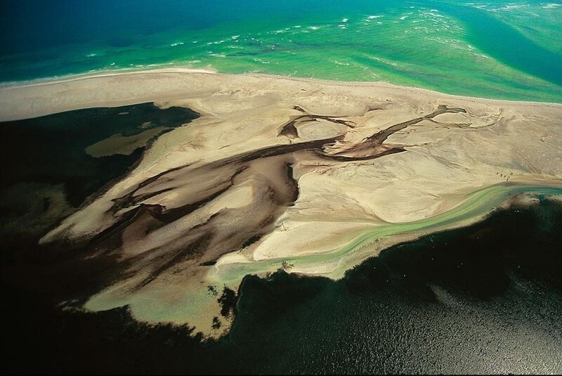 aerial view of a sandbar