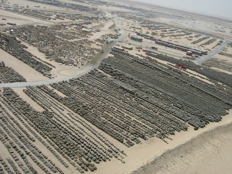 Aerial view of a scrap yard