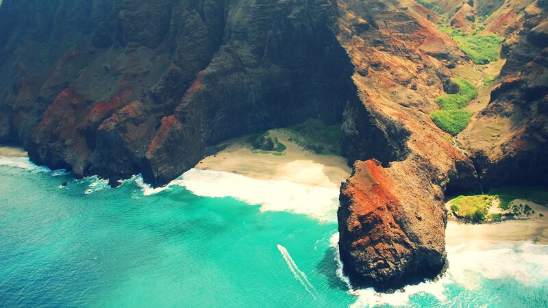 Aerial view of a secluded beach