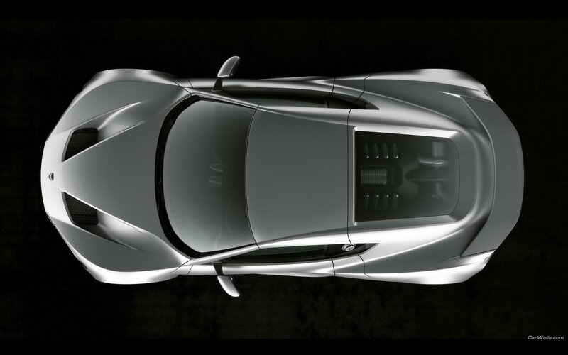 Aerial view of a silver sports car