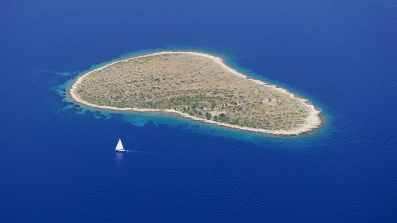 Aerial view of a small island
