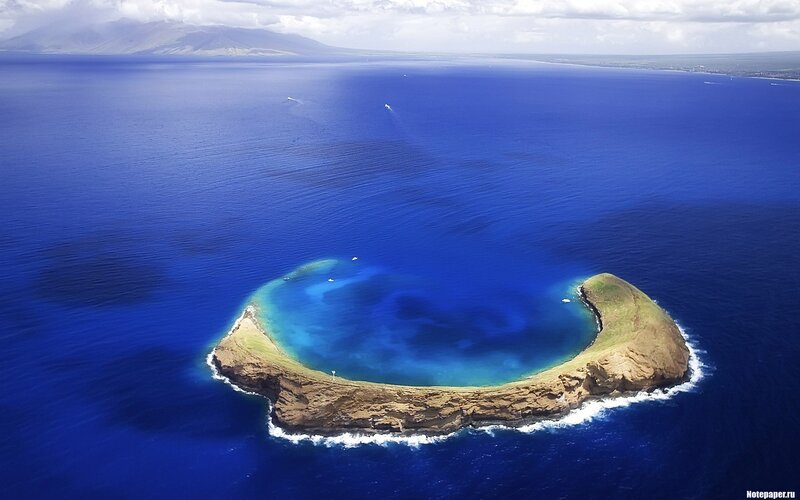 Aerial View of a Small Island — Blue, Serene, Afternoon