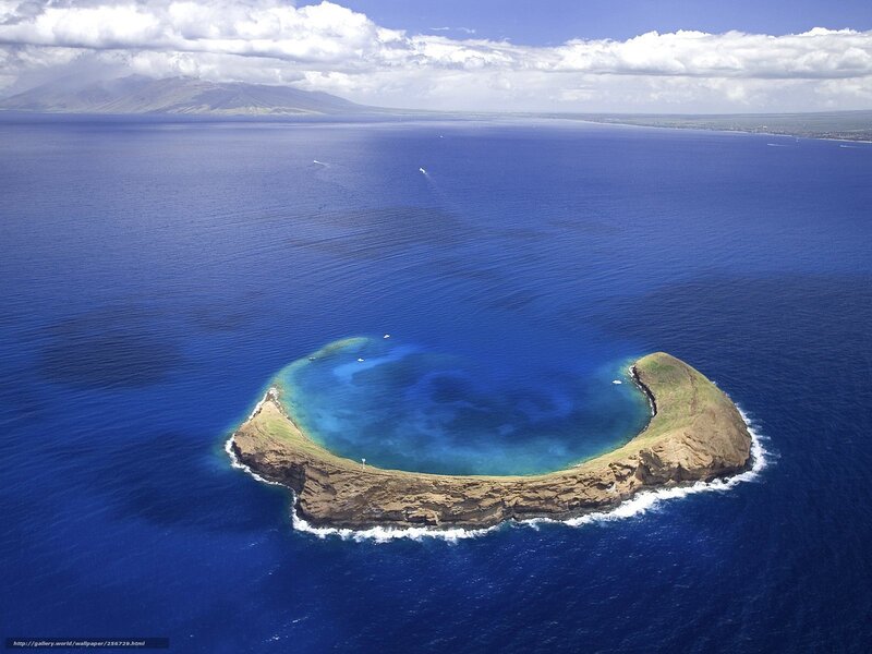 Aerial View of a Small Island — Blue
