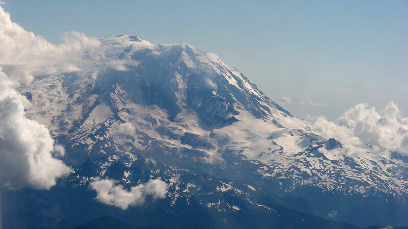 Aerial view of a snow-capped mountain