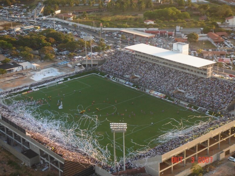 Aerial view of a soccer stadium
