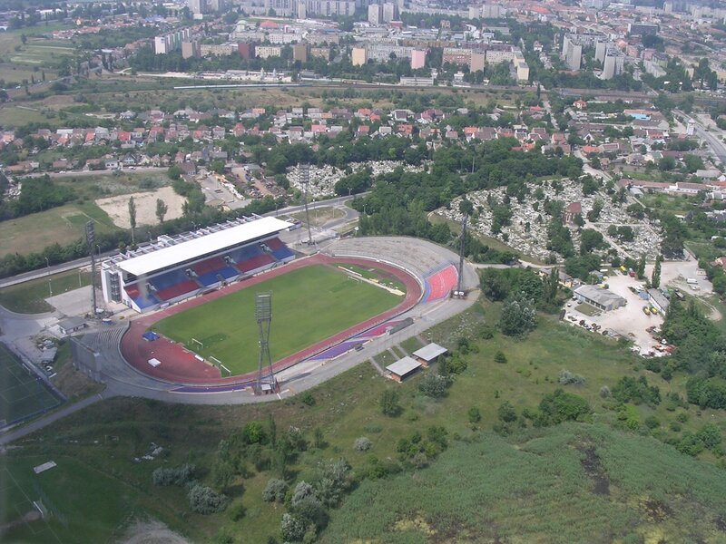 Aerial view of a stadium