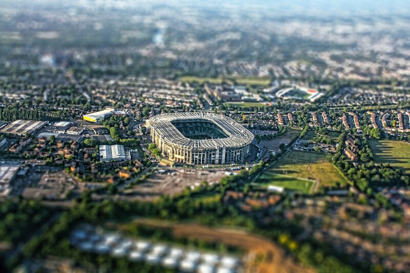 Aerial view of a stadium
