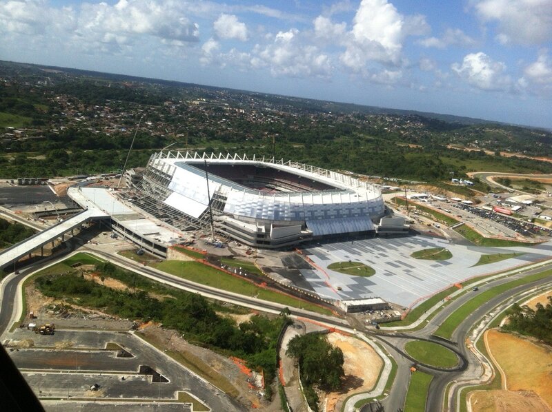 aerial view of a stadium under construction