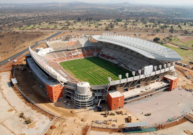 Aerial view of a stadium under construction