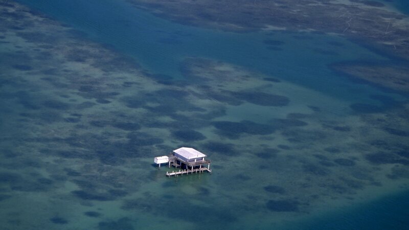 Aerial view of a stilt house