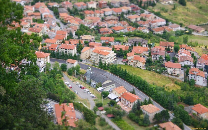 aerial view of a town