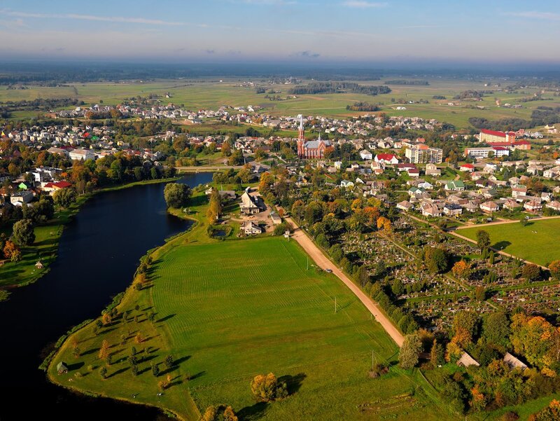 Aerial View of a Town — Green, Serene, Autumn