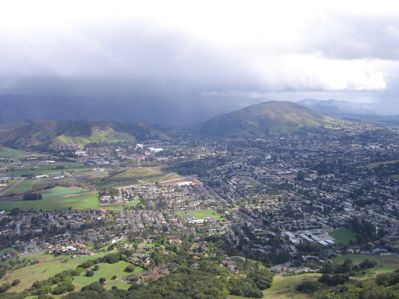 Aerial view of a town in California