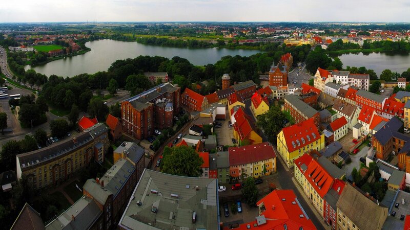 Aerial View of a Town — Red