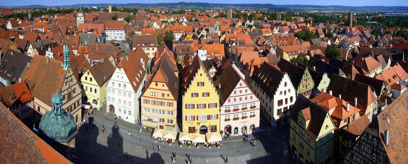 Aerial View of a Town Square