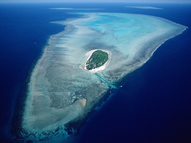 Aerial view of a tropical atoll
