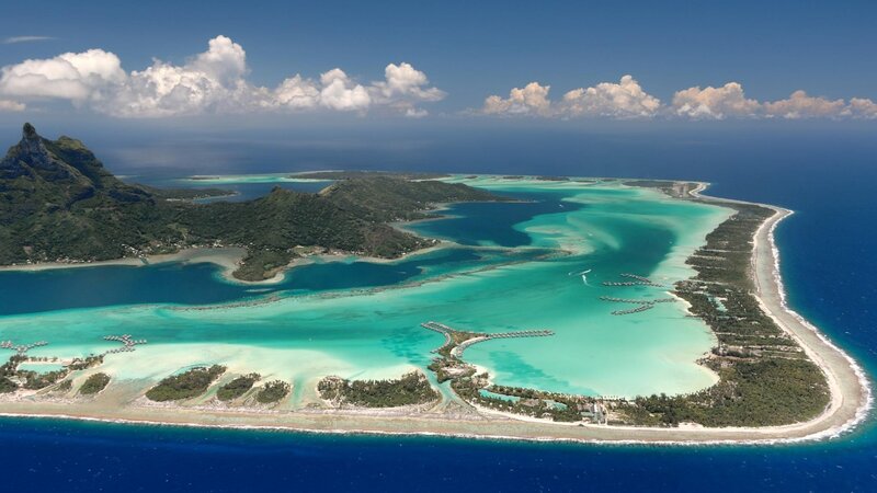 Aerial View of a Tropical Atoll — Blue, Serene, Afternoon