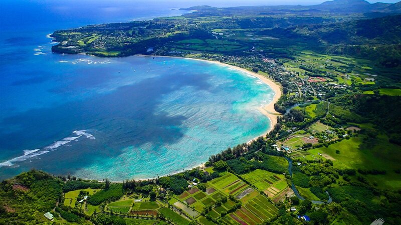 Aerial view of a tropical bay