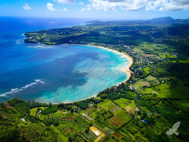 Aerial view of a tropical bay