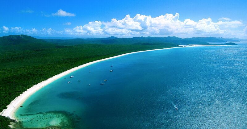 Aerial view of a tropical bay