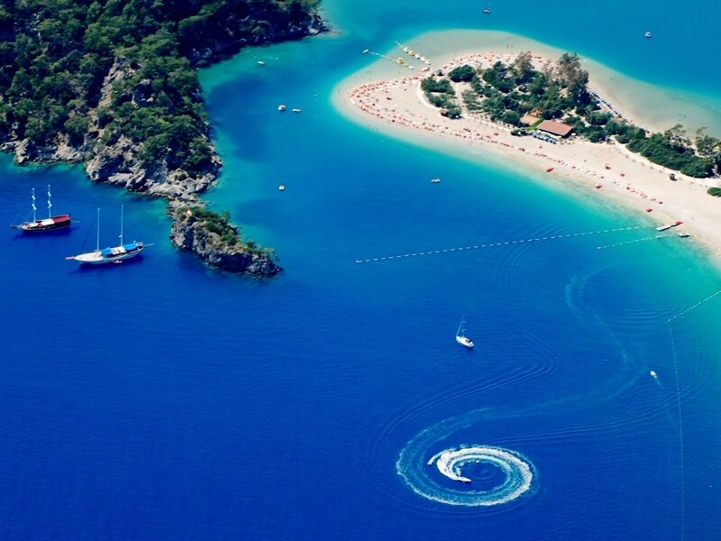 Aerial view of a tropical beach