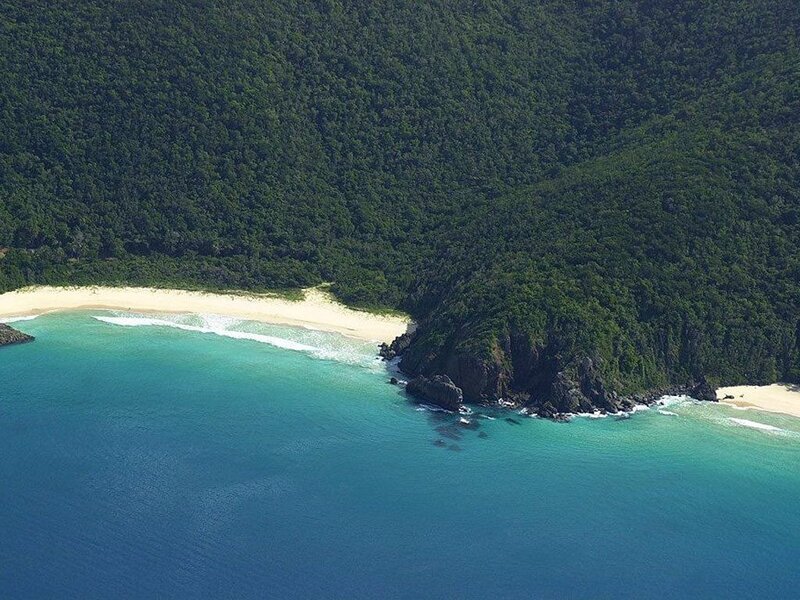 Aerial view of a tropical beach