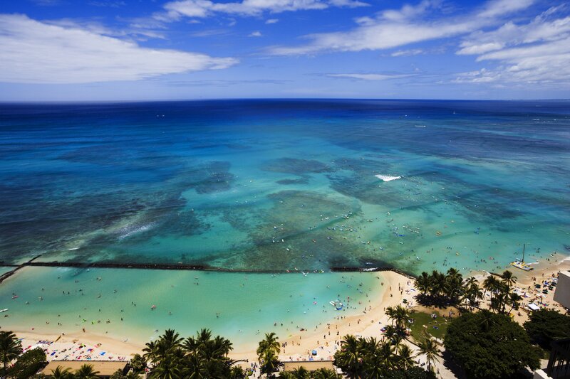 Aerial view of a tropical beach