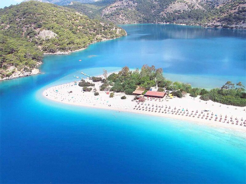 Aerial view of a tropical beach