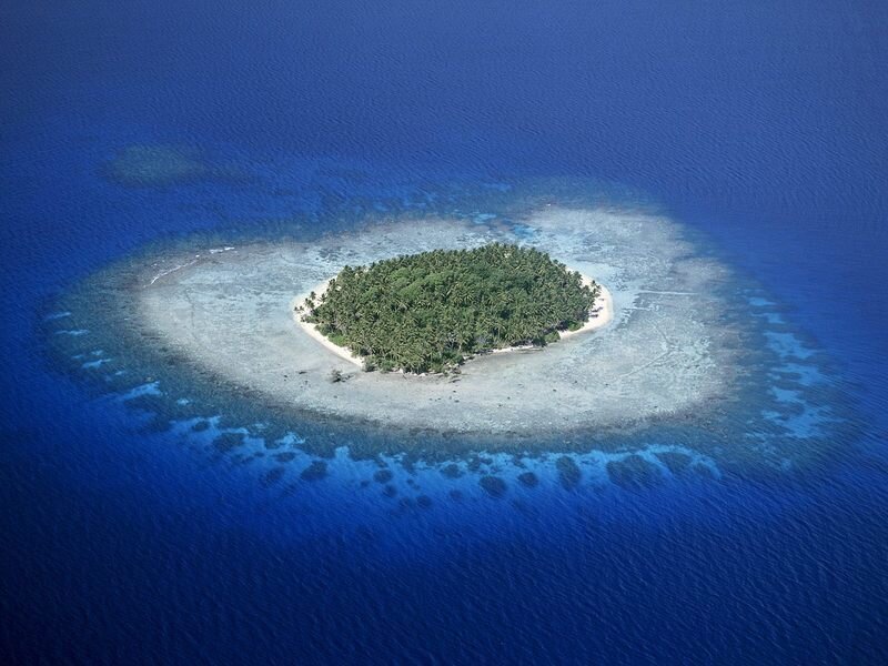 Aerial view of a tropical island