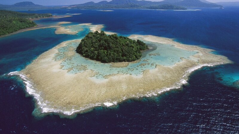 Aerial view of a tropical island