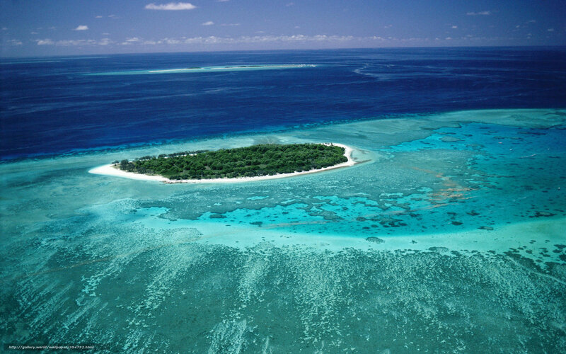 Aerial view of a tropical island