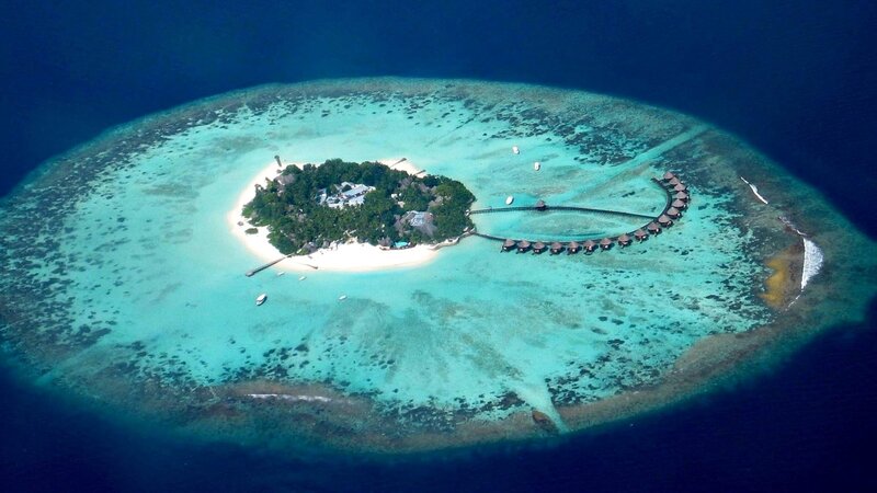 Aerial view of a tropical island